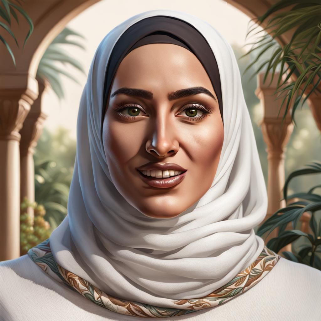 Confident Egyptian Woman in Botanic Garden