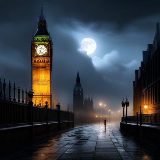 Monstrous Fog in London, Dark Fantasy Masterpiece