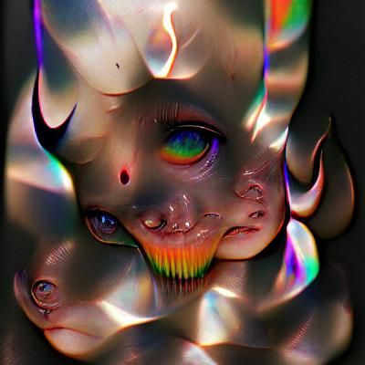Iridescent Rainbow in Psychedelic Space with Volumetric Ligh...