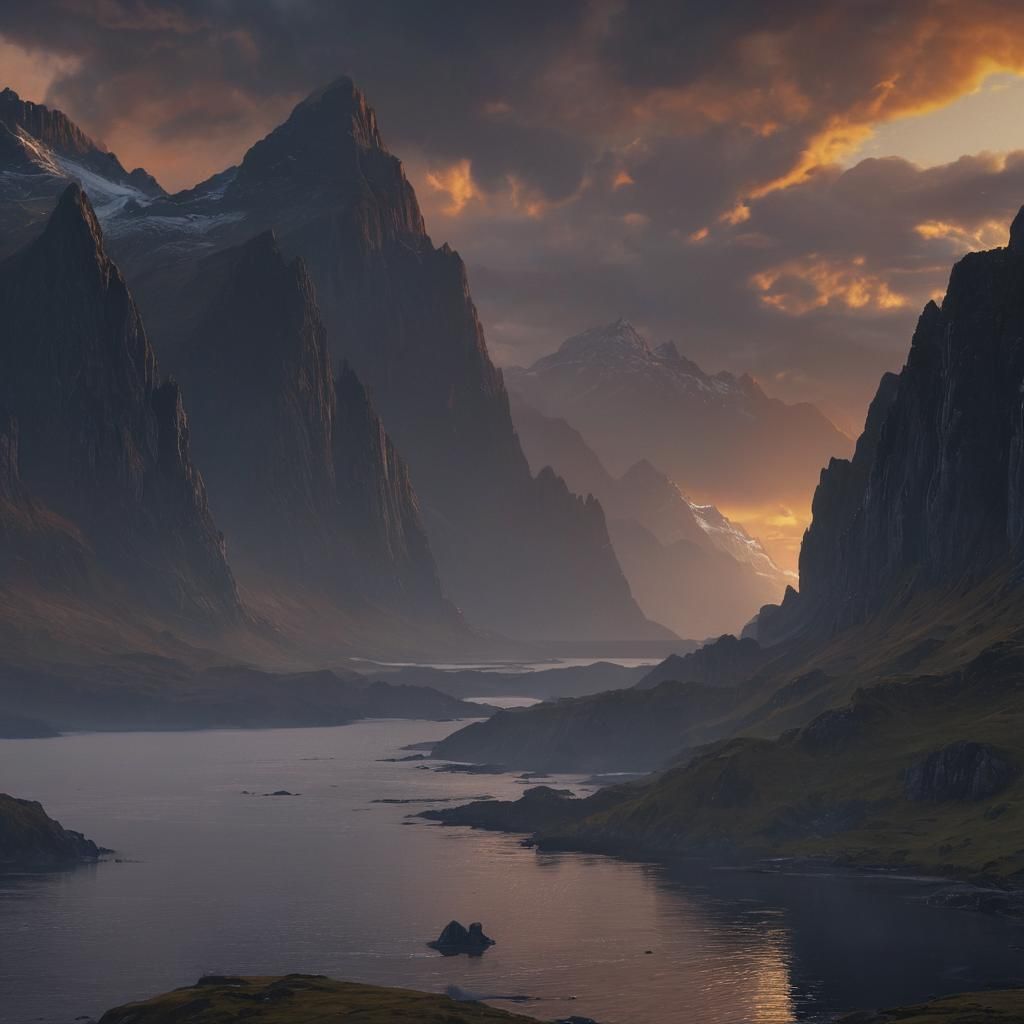 Dramatic Sunset Over Isle of Skye as Oil Painting