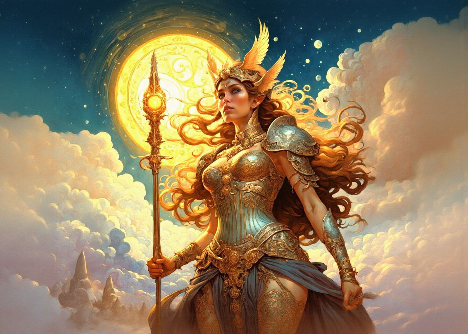 Valkyrie Warrior on Battlefield in Dark Fantasy Style