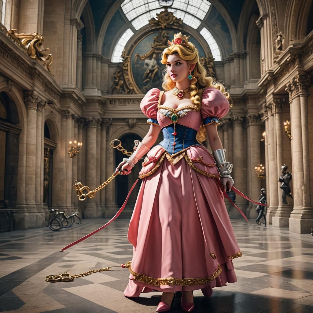 Princess Peach in the Louvre: Detailed Matte Painting