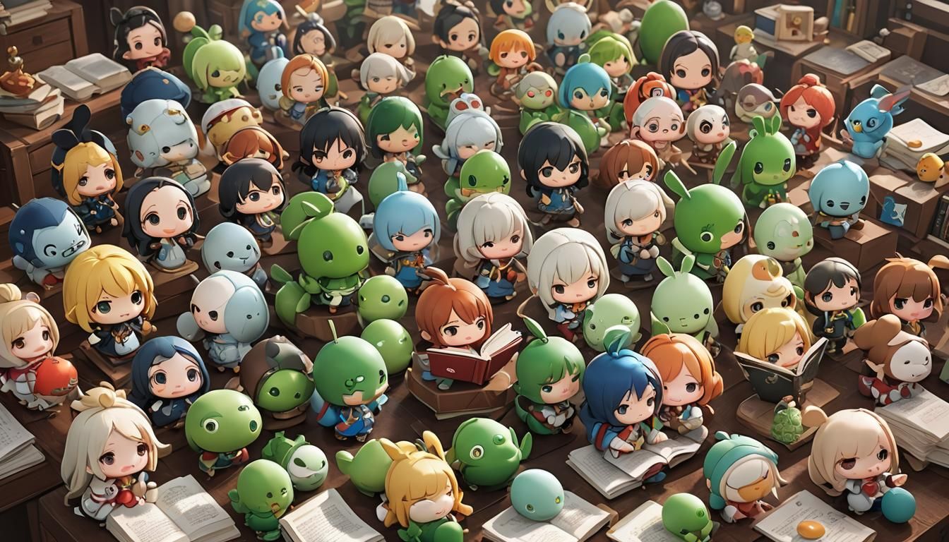 Disney Chibi Eggcucumber Reading, 3D Anime Art