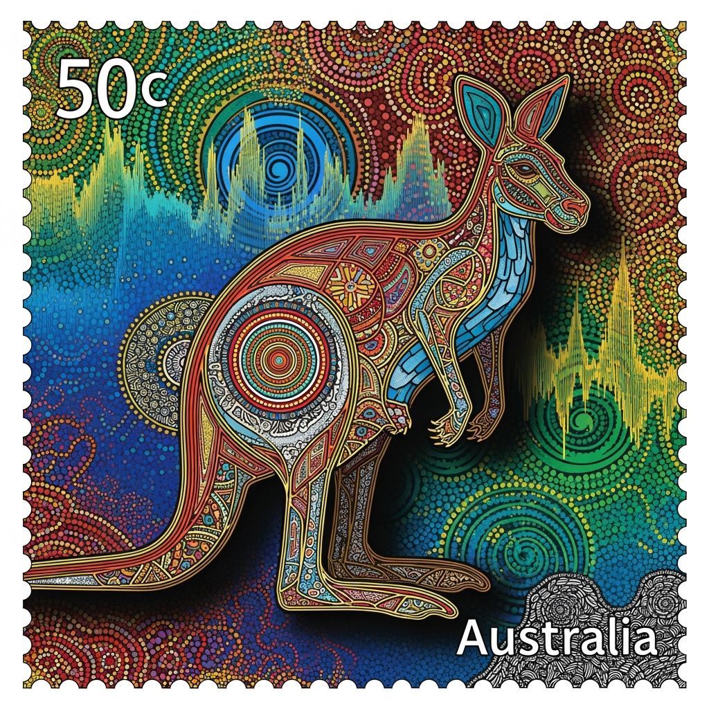 A 50c postage stamp from Australia.