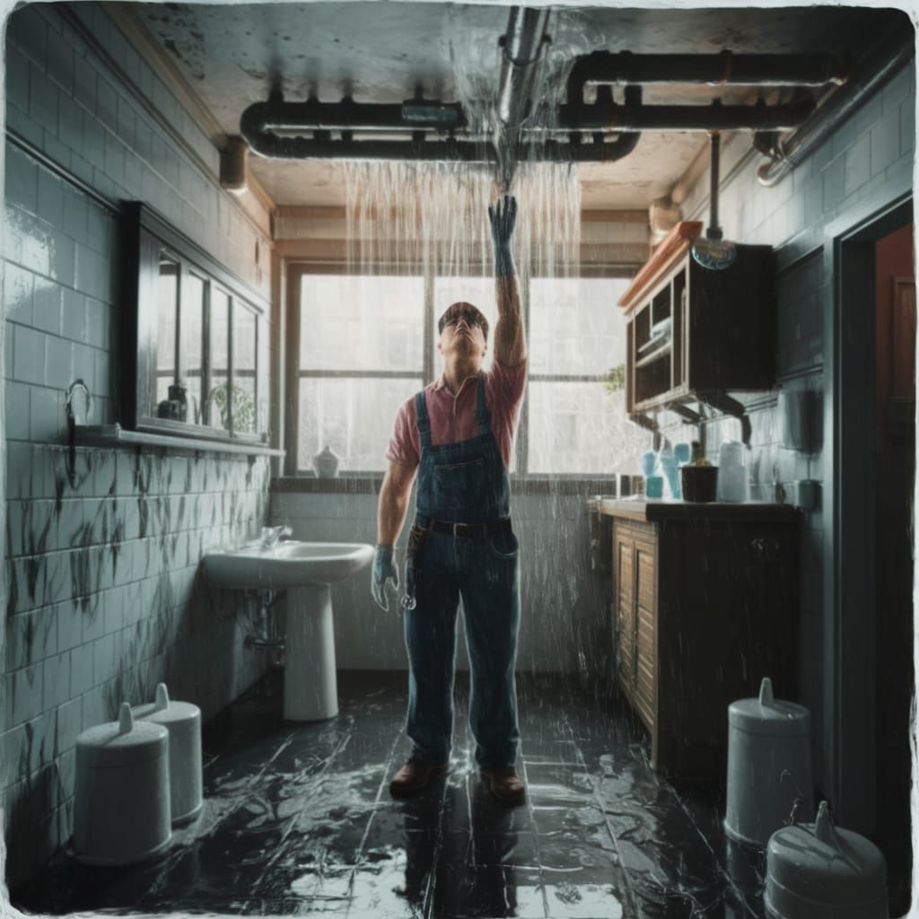 Plumber in Chaos Amidst Water Leak
