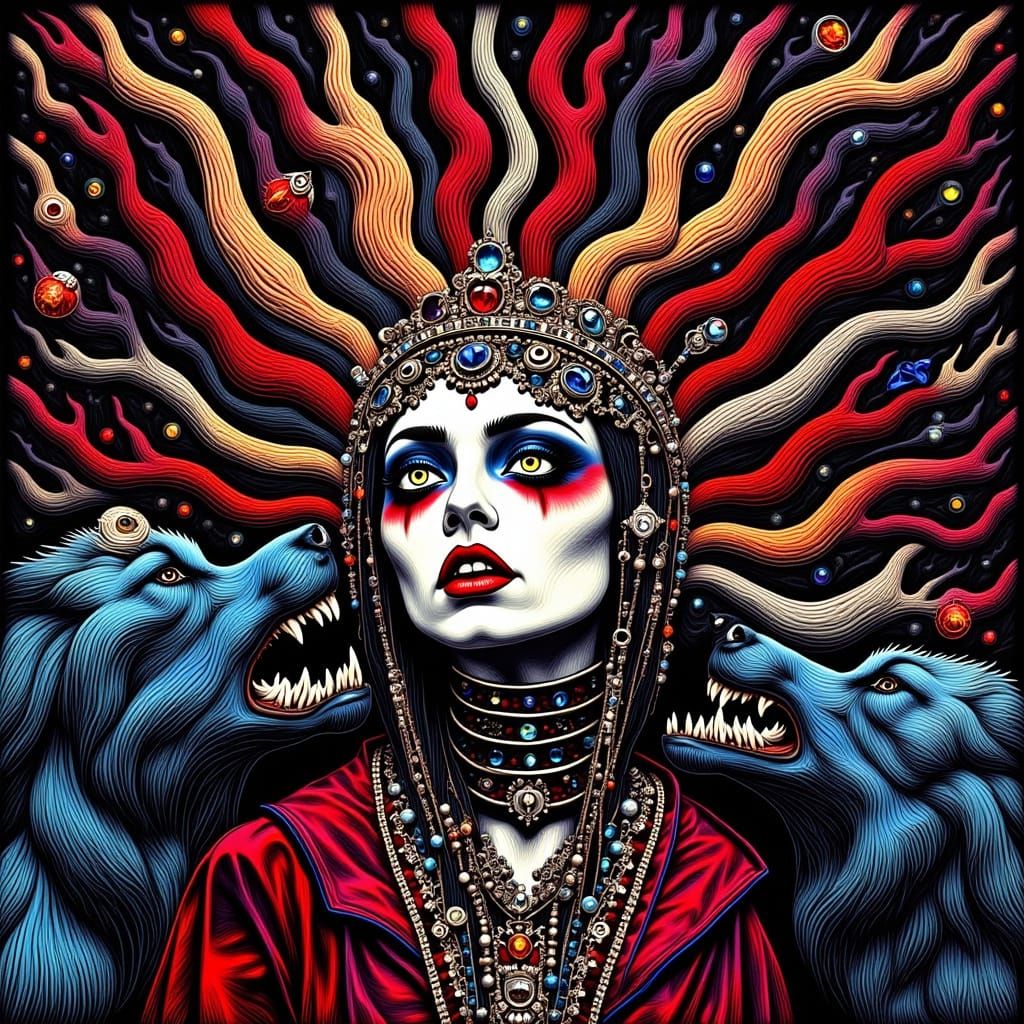 Queen of Hearts Medusa Graffiti Art