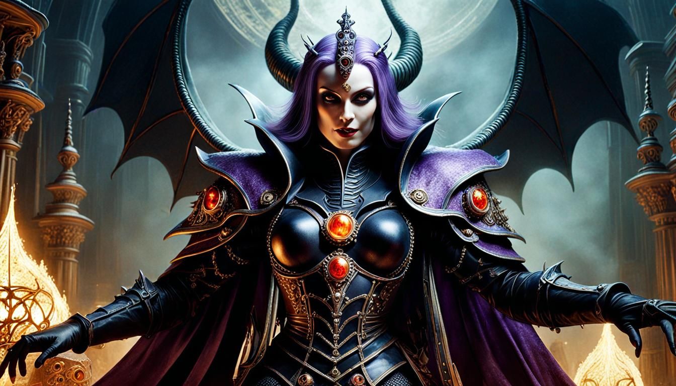 Luminous Vampire Goddess in Baroque Style