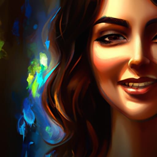 Radiant Portrait of Happiness in Art Nouveau Style