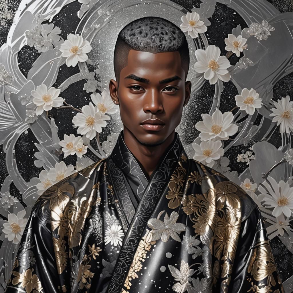 Glittering Warrior: Avant-Garde Portrait in Anime Style