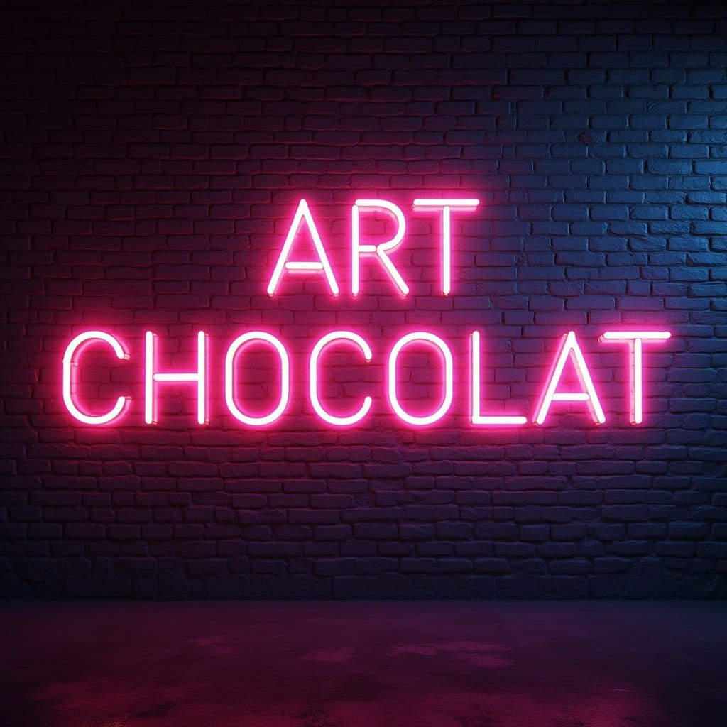 Neon ART CHOCOLAT Sign on Brick Wall