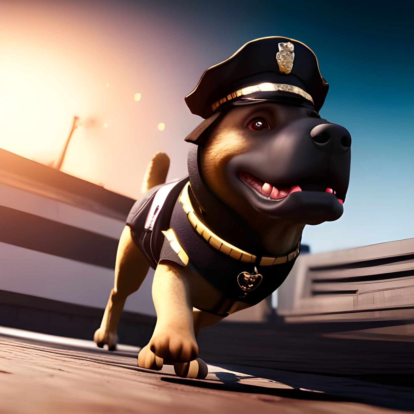 3D Police Dog Chase Scene in Unreal Engine