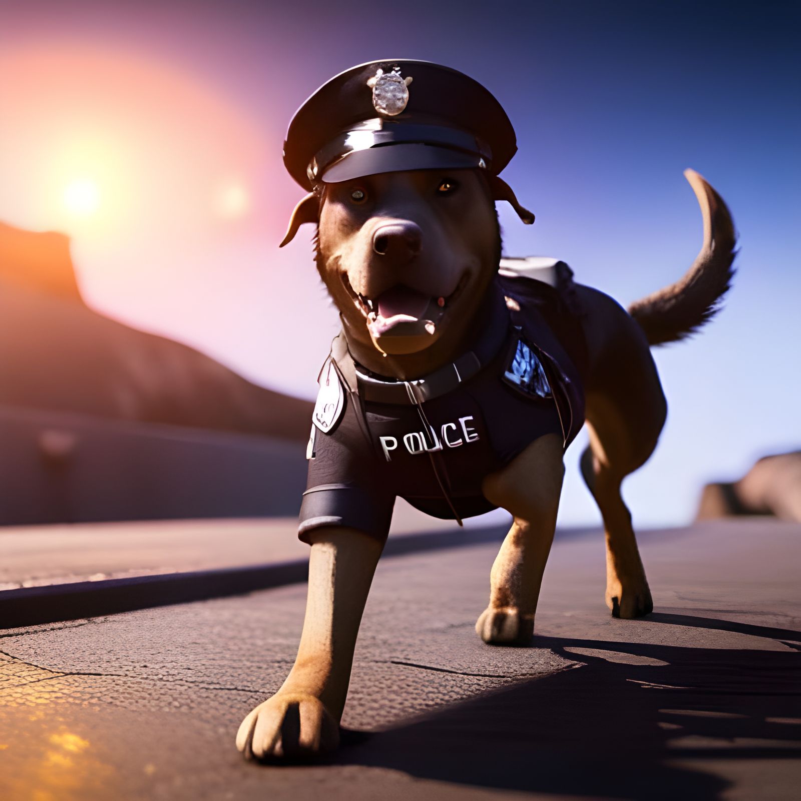 3D Police Dog Chase with Sharp Textures