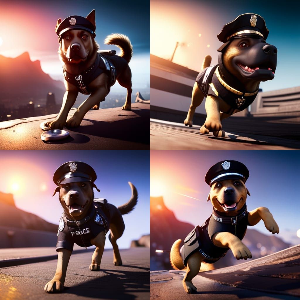 Detailed 3D Police Dog Chase Scene in Unreal Engine