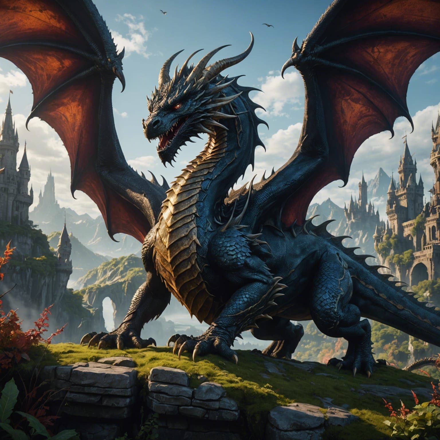 Fantastical Dragons in Detailed Matte Painting