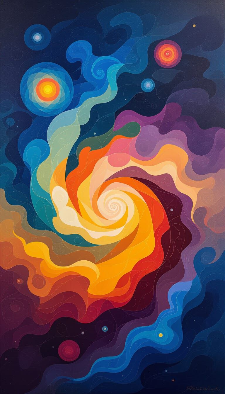 Cosmic Ballet in Abstract Expressionist Style