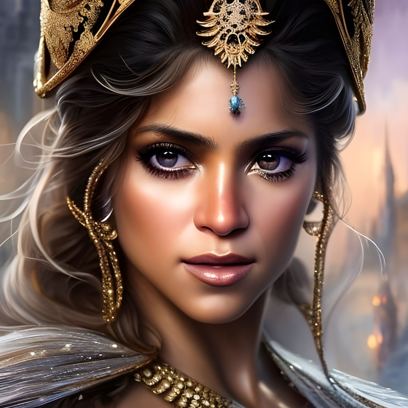 Stunning Close-Up Portrait in Art Nouveau Style