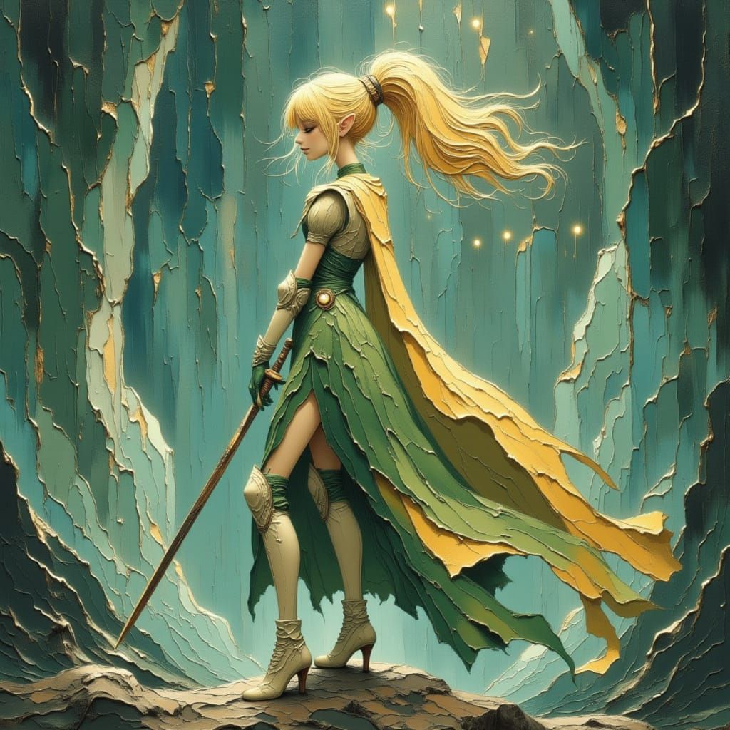 Deedlit High Elf in 90s Anime Style