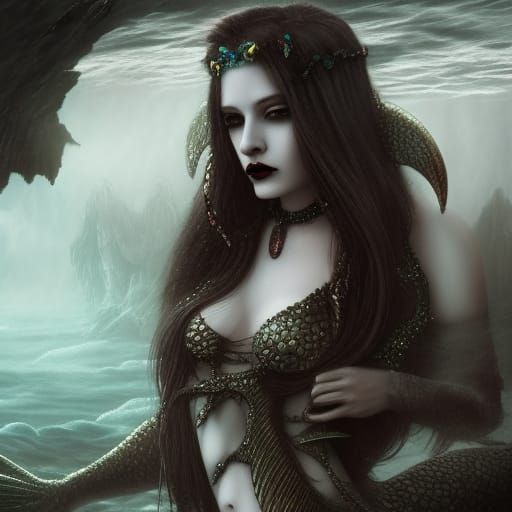 Epic Vampire Mermaid in Digital Matte Painting