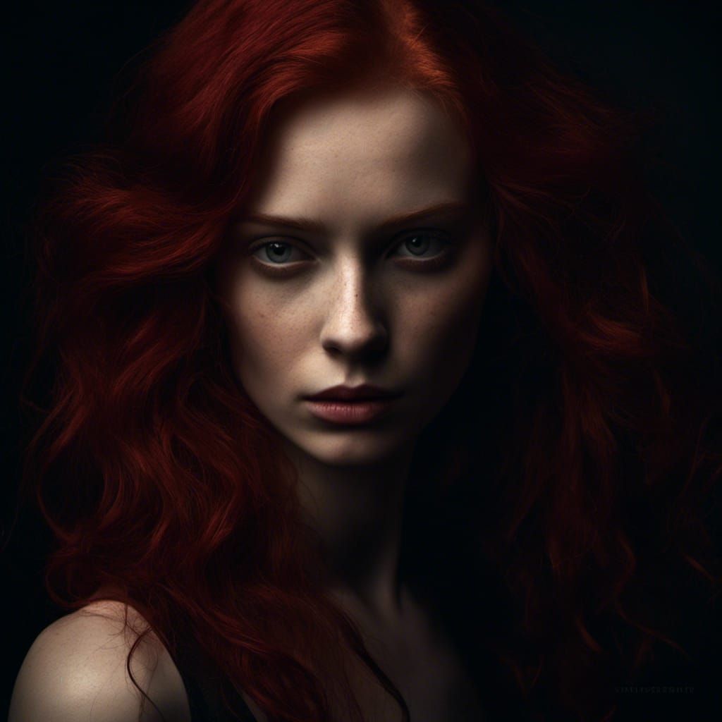 Red-Haired Woman in Shadowplay Style