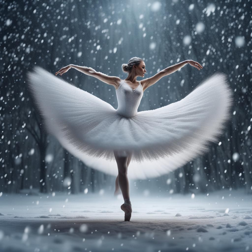 Ballet Dancer Spinning in Snowfall: Digital Matte Painting