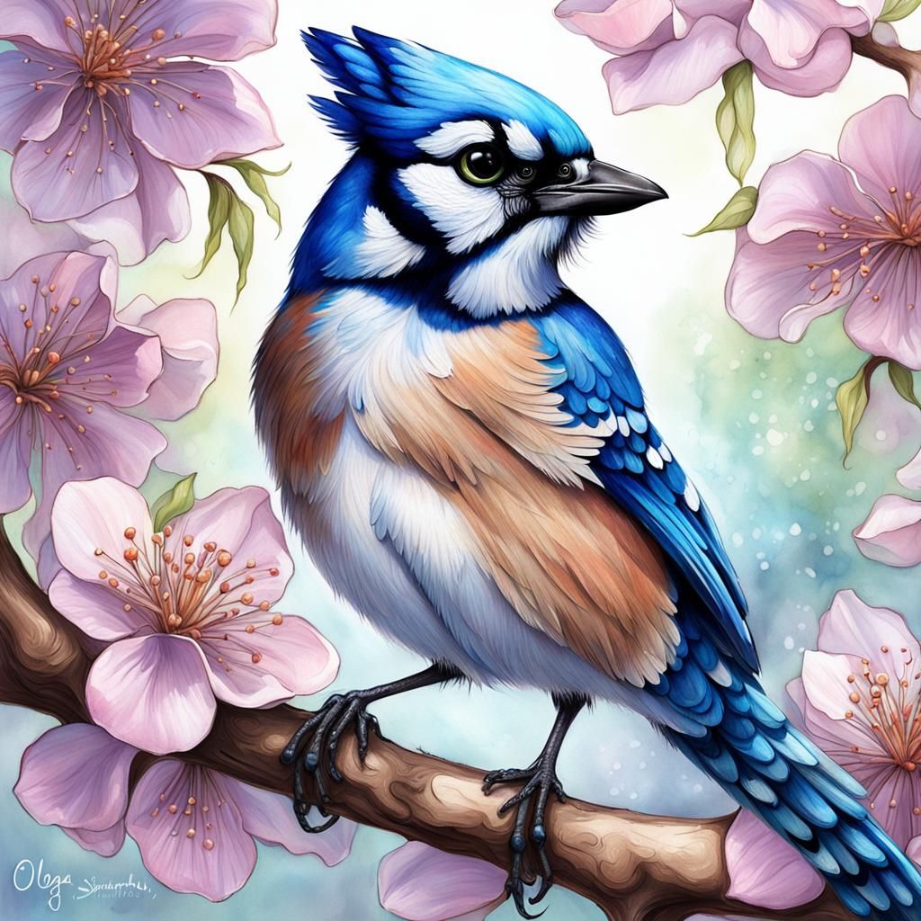 Prismatic Bluejay with Sparkling Eyes