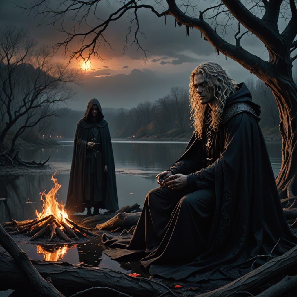 Dark Fantasy Art of Enchanted Lake Shore
