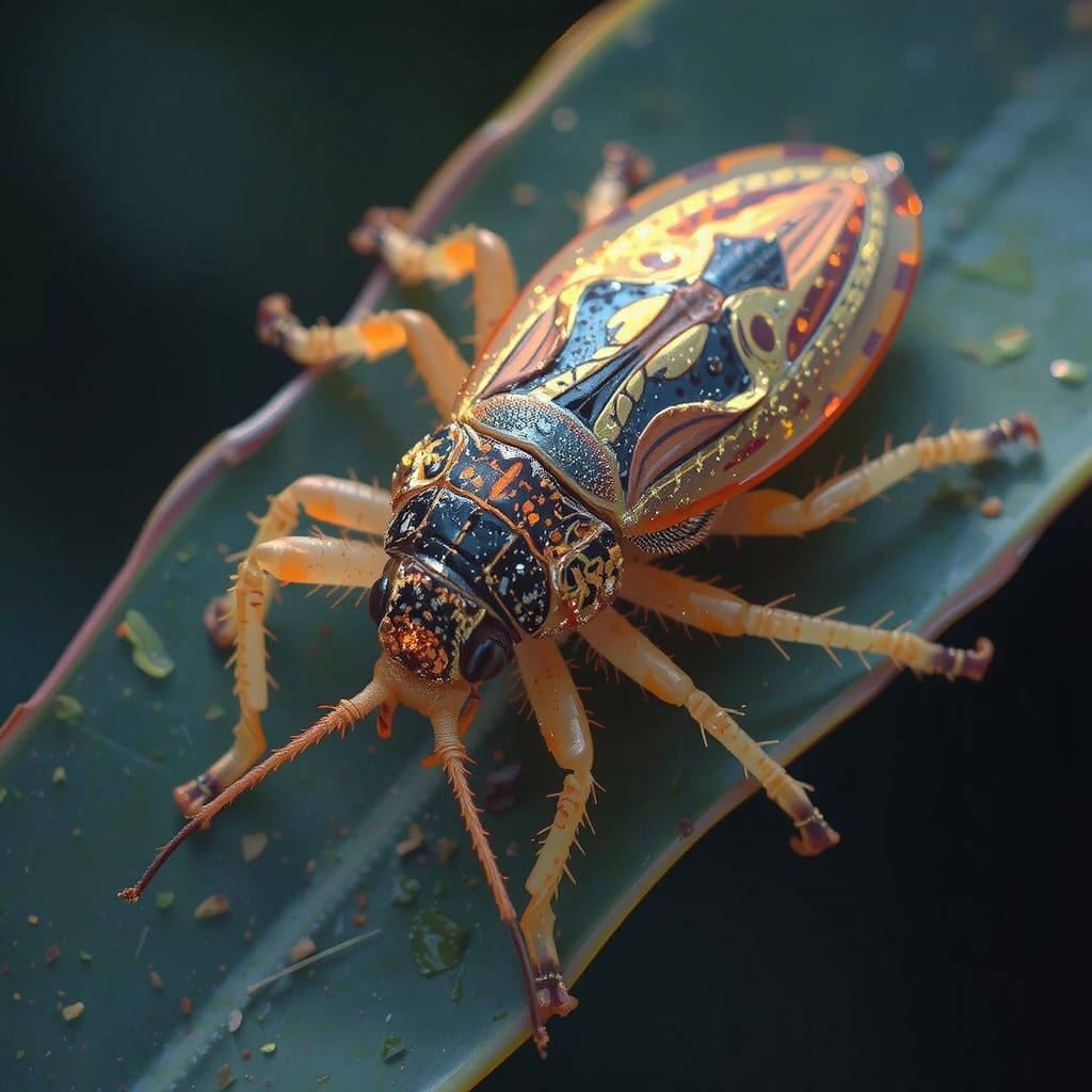 Surreal Flower Cockroach with Metallic Exoskeleton and Delic...