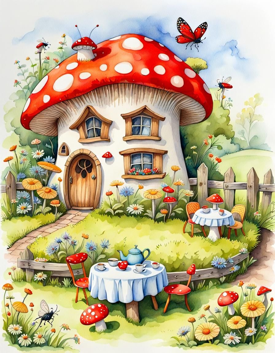 Bugs' Tea Party: A Storybook Watercolor Illustration