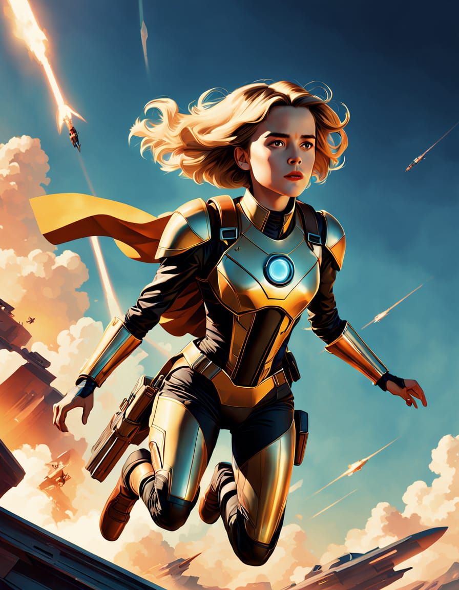 The Rocketeer: A Cinematic Still of Kiernan Shipka in Retro-...