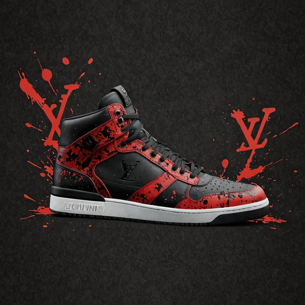 Louis Vuitton sneakers with a Scream movie theme.