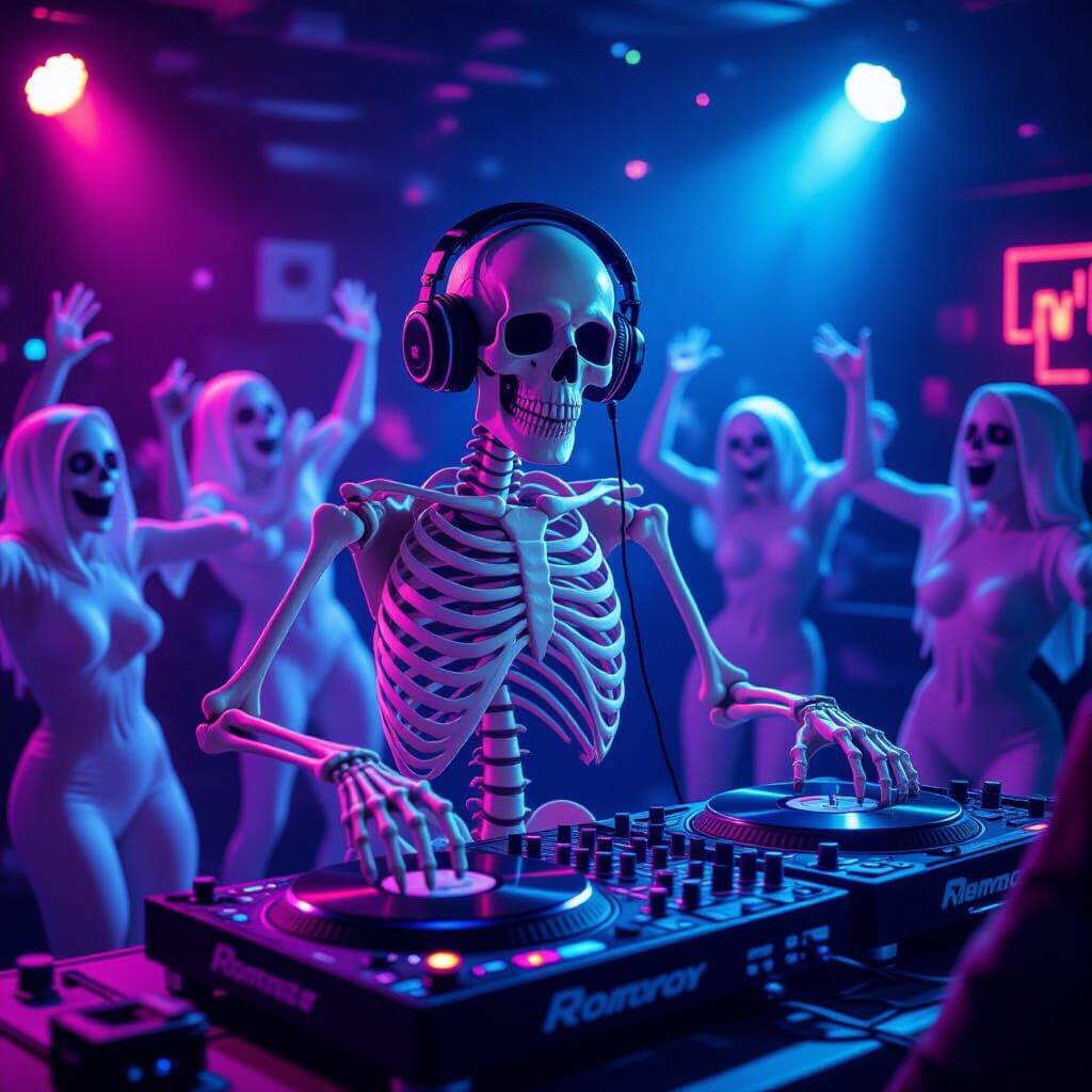 Neon Skeleton DJ
