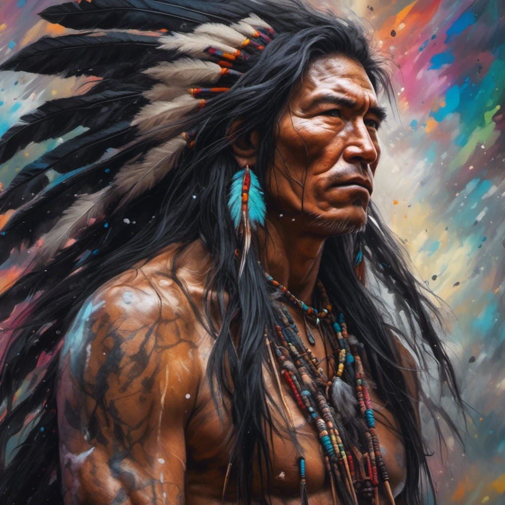 Hyperrealistic Native American Man in Alaska