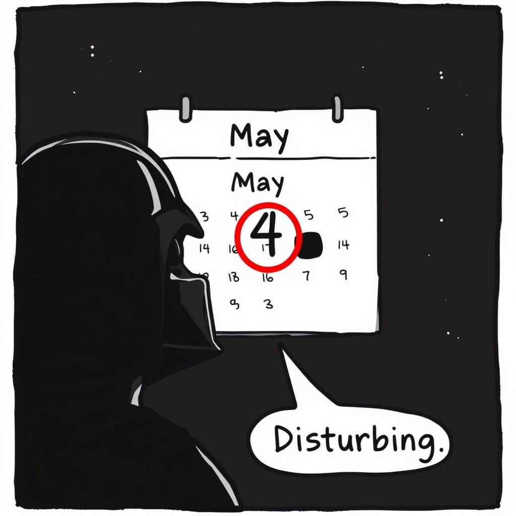 Darth Vader Observes Fateful May 4th in Cartoon Horror