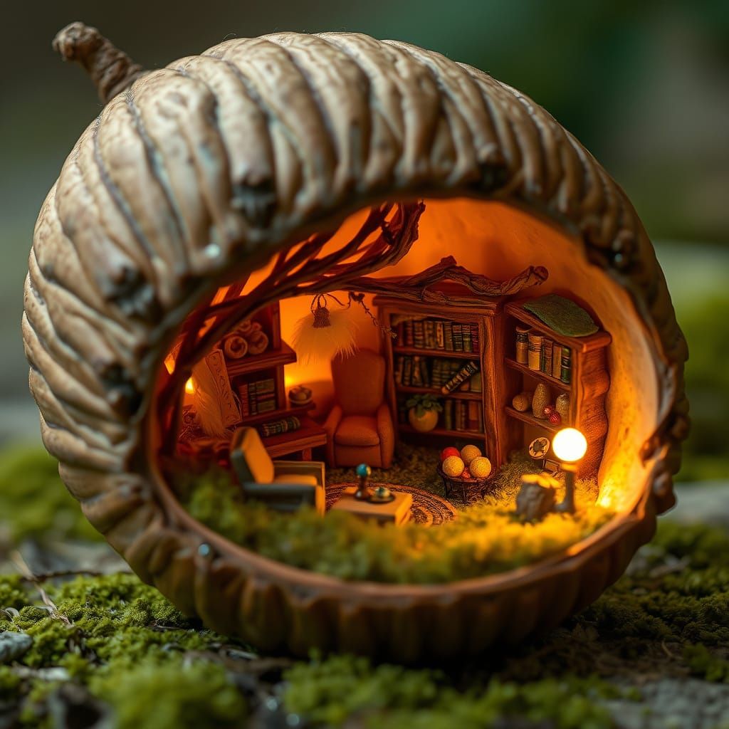 Fantastical Nutshell Abode in Warm, Golden Light