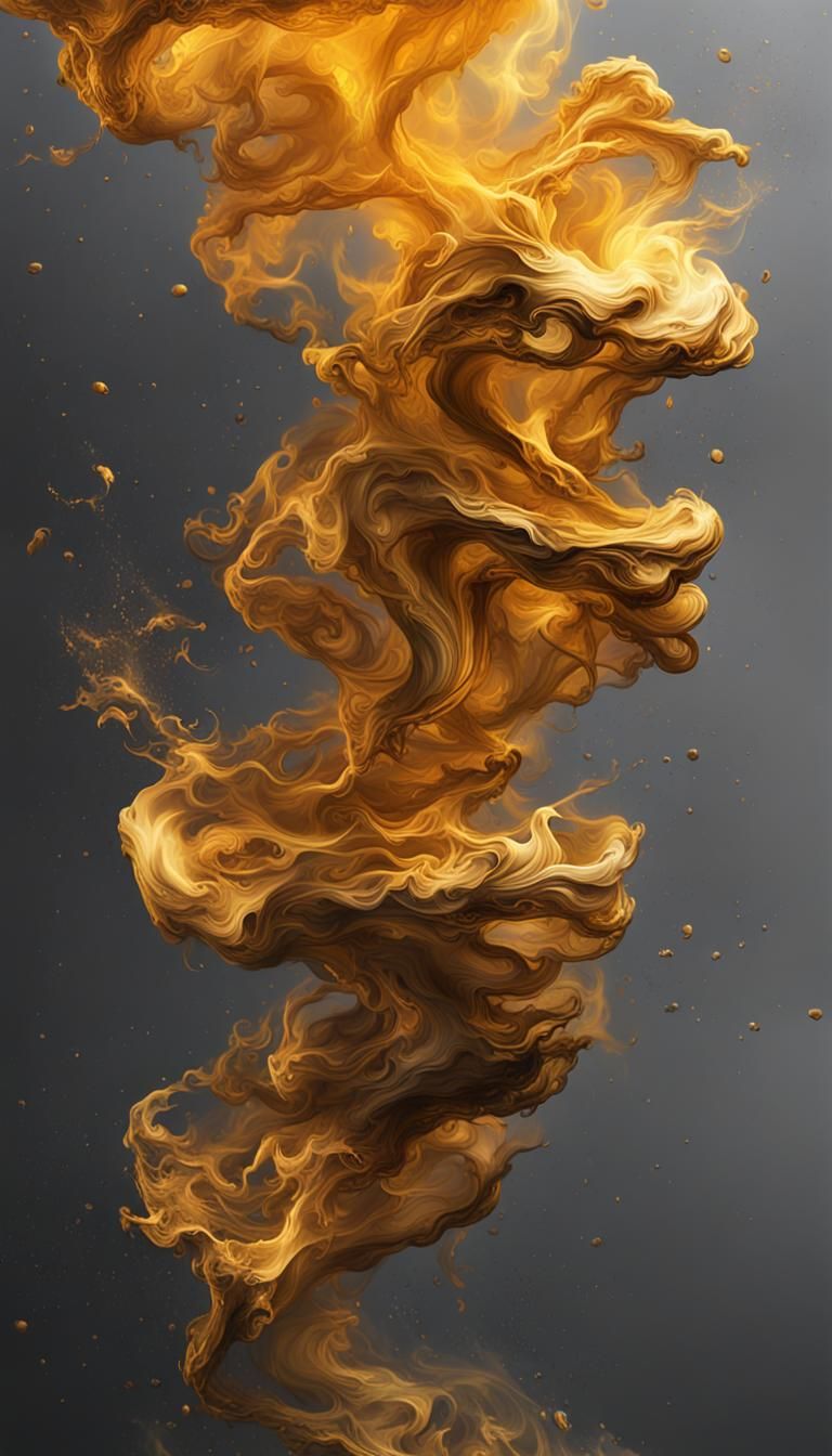 Swirling Gold Smoke Splash Art