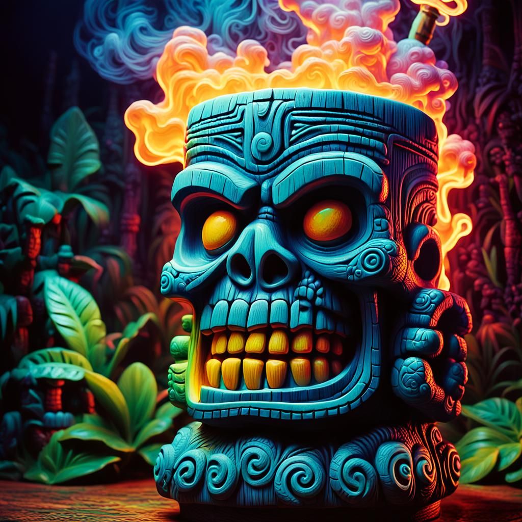 Voodoo Tiki Mug in Pop-Surrealist Style