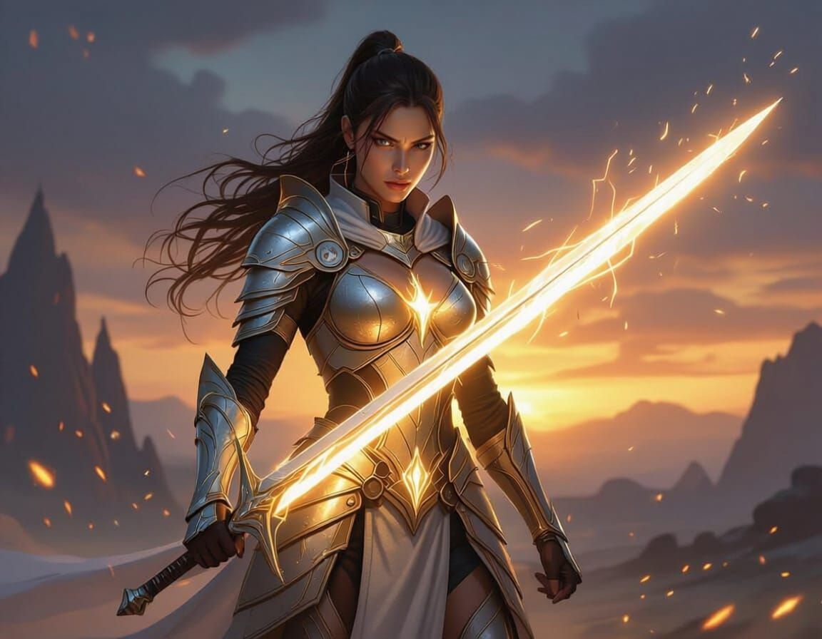 Female Warrior With Light Sword, Beacon of Hope
