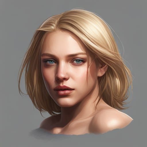 Detailed Portrait of Blonde Teenager in Digital Art Style