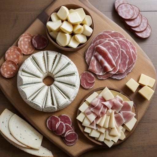 Gourmet Wood Charcuterie Board in Warm Natural Light