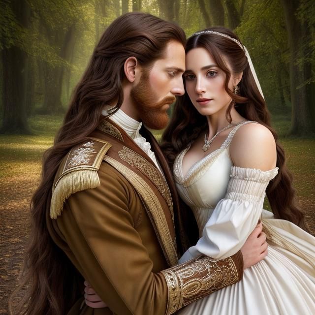 Sensual Regency Couple Embrace: Ultra Photorealistic Art