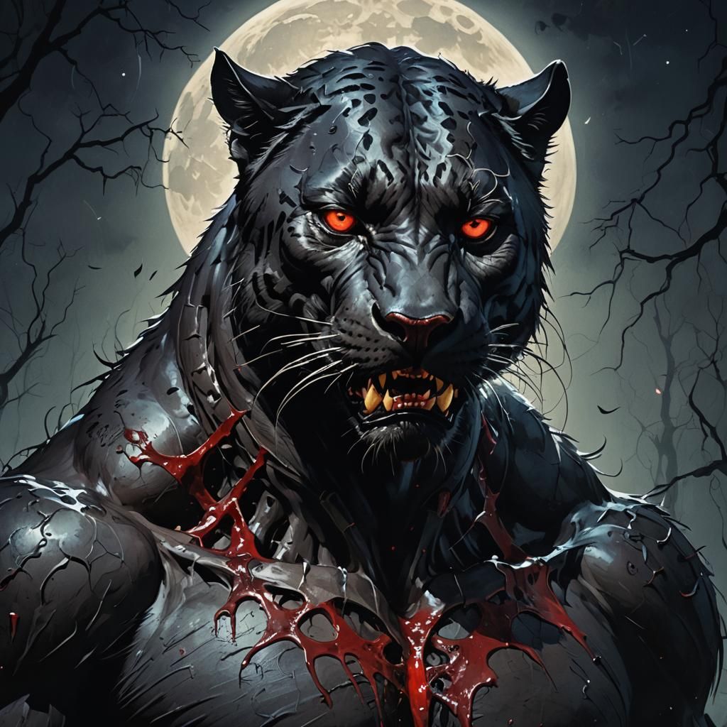 Panther Vampire Hybrid in Dark Fantasy Style