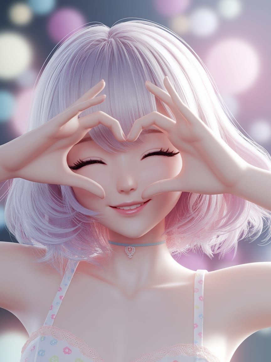Playful Anime Girl in Soft Pastel Hues