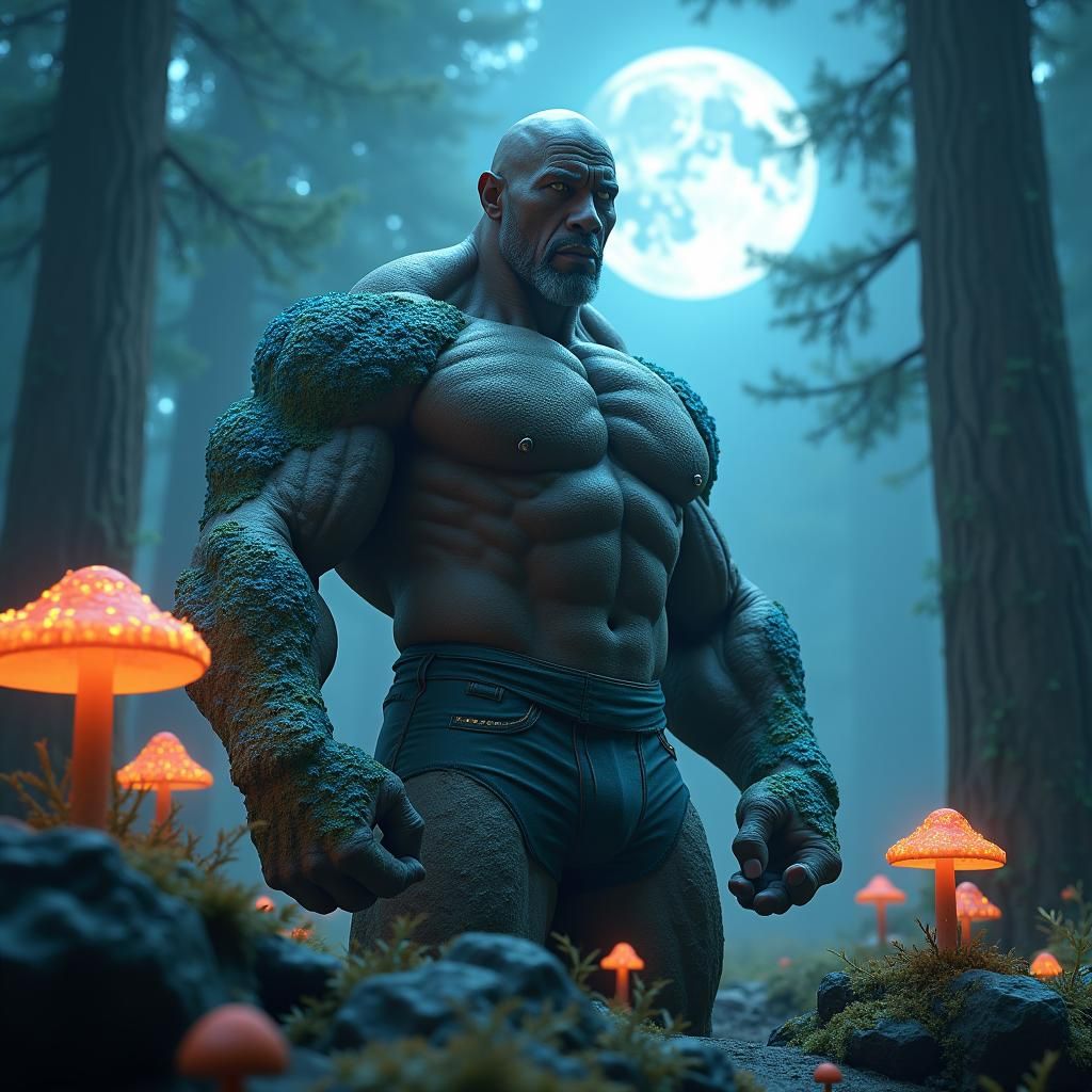 Dwayne Johnson as Ancient Boulder in Mystical Forest