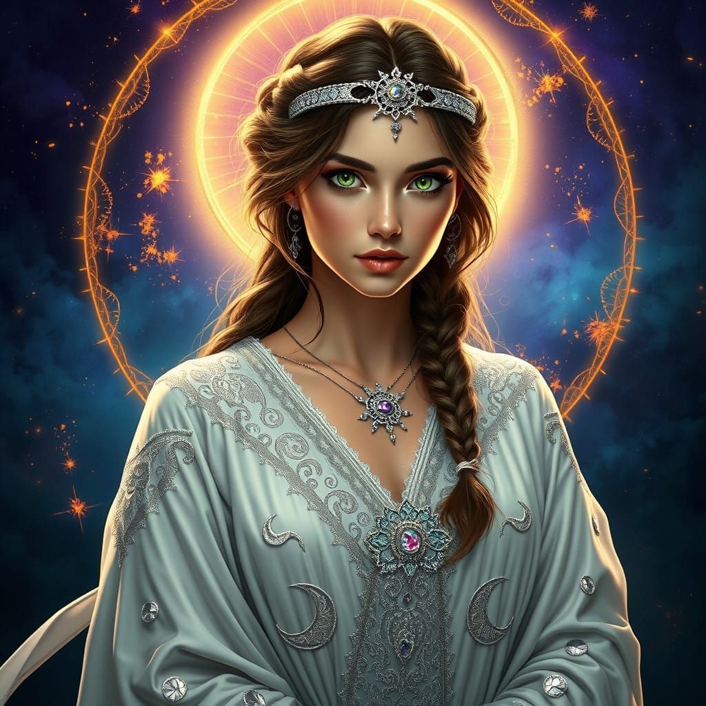 Wicca Goddess Priestess in Elegant Art Nouveau Style
