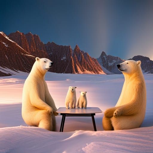 Polar Bear Family Dinner