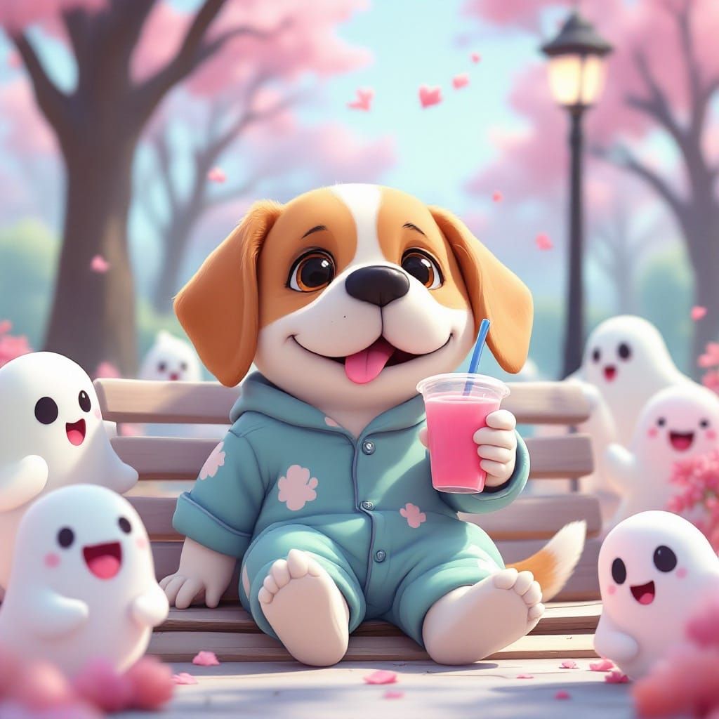 Chibi Beagle in Pastel Paradise