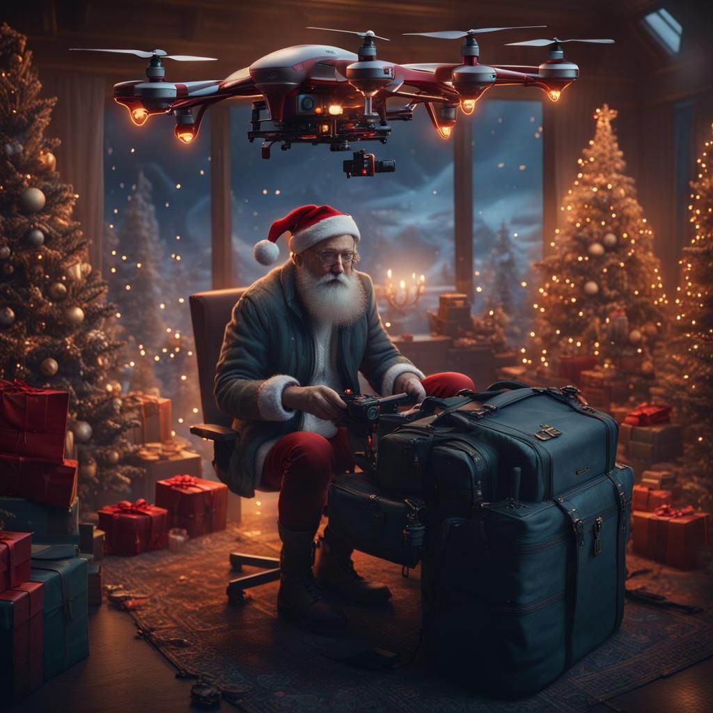 Santa Claus Filmed by Drone: Digital Matte Painting