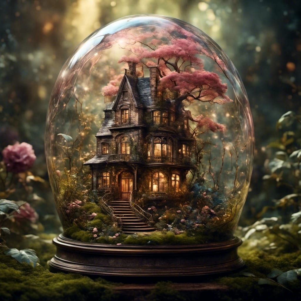 Enchanting Fairy World Inside Glass Cloche