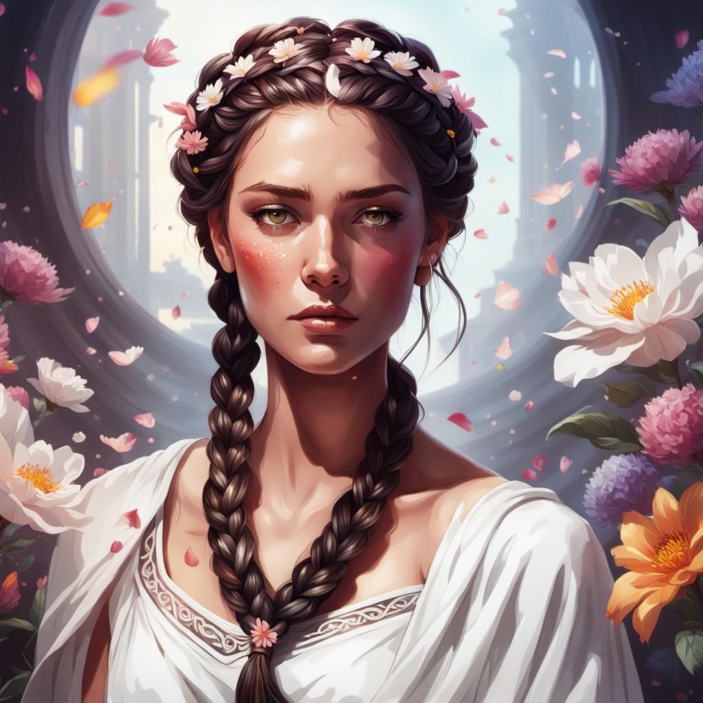 Ethereal Portrait of Woman with Braided Hair