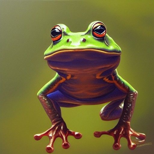 Ninja Frog in Oil Painting Style
